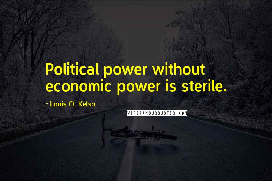 Louis O. Kelso Quotes: Political power without economic power is sterile.