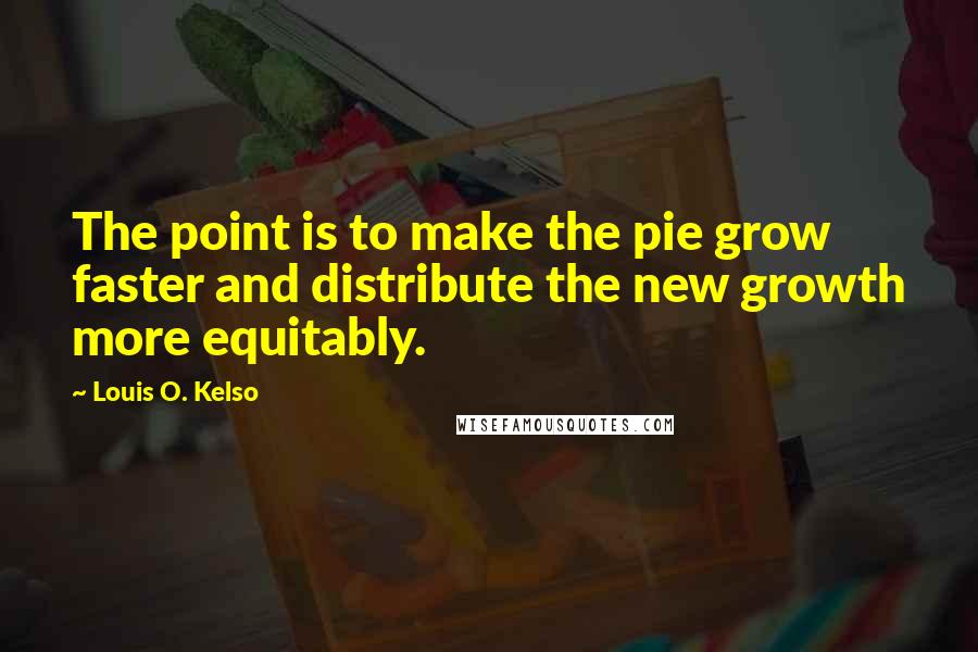 Louis O. Kelso Quotes: The point is to make the pie grow faster and distribute the new growth more equitably.