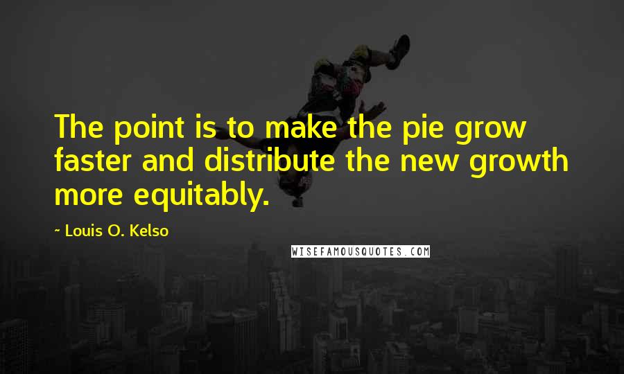 Louis O. Kelso Quotes: The point is to make the pie grow faster and distribute the new growth more equitably.