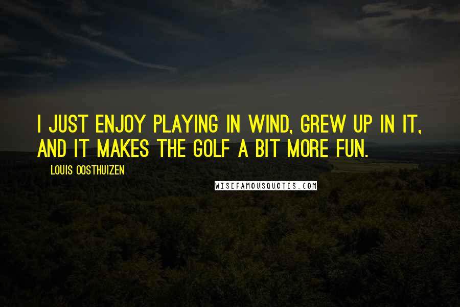 Louis Oosthuizen Quotes: I just enjoy playing in wind, grew up in it, and it makes the golf a bit more fun.
