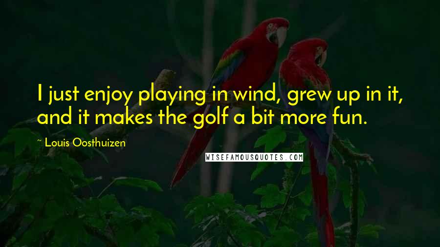 Louis Oosthuizen Quotes: I just enjoy playing in wind, grew up in it, and it makes the golf a bit more fun.