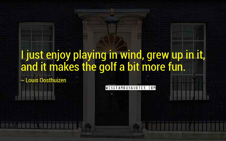 Louis Oosthuizen Quotes: I just enjoy playing in wind, grew up in it, and it makes the golf a bit more fun.