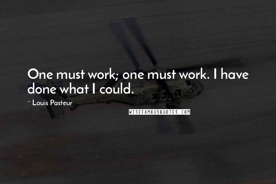 Louis Pasteur Quotes: One must work; one must work. I have done what I could.