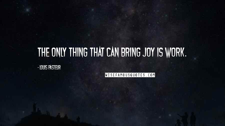 Louis Pasteur Quotes: The only thing that can bring joy is work.