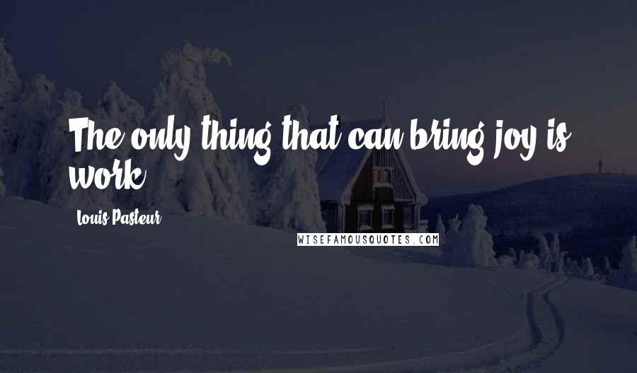 Louis Pasteur Quotes: The only thing that can bring joy is work.