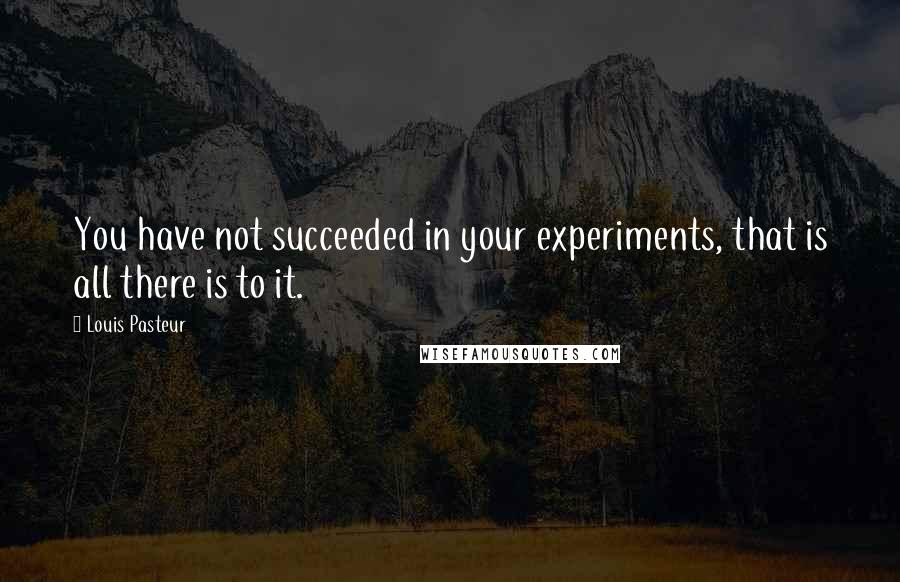 Louis Pasteur Quotes: You have not succeeded in your experiments, that is all there is to it.