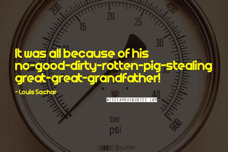 Louis Sachar Quotes: It was all because of his no-good-dirty-rotten-pig-stealing great-great-grandfather!