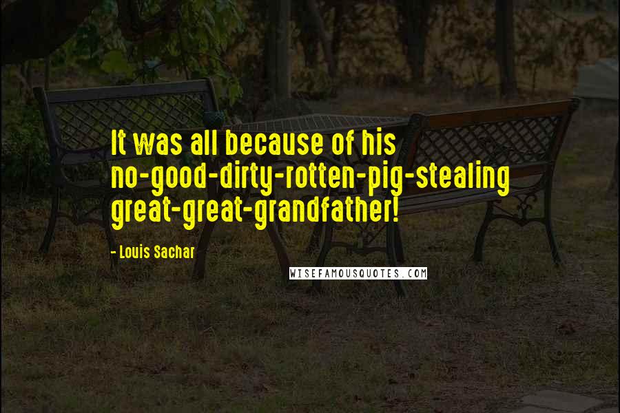 Louis Sachar Quotes: It was all because of his no-good-dirty-rotten-pig-stealing great-great-grandfather!