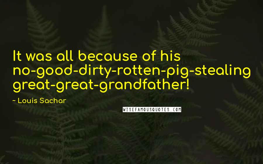 Louis Sachar Quotes: It was all because of his no-good-dirty-rotten-pig-stealing great-great-grandfather!