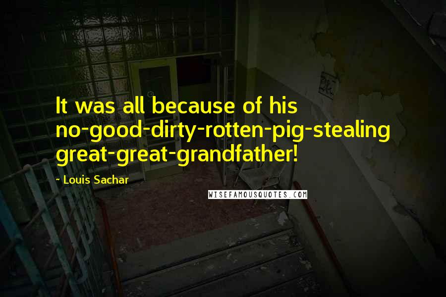 Louis Sachar Quotes: It was all because of his no-good-dirty-rotten-pig-stealing great-great-grandfather!