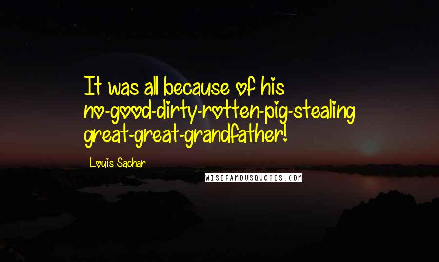 Louis Sachar Quotes: It was all because of his no-good-dirty-rotten-pig-stealing great-great-grandfather!