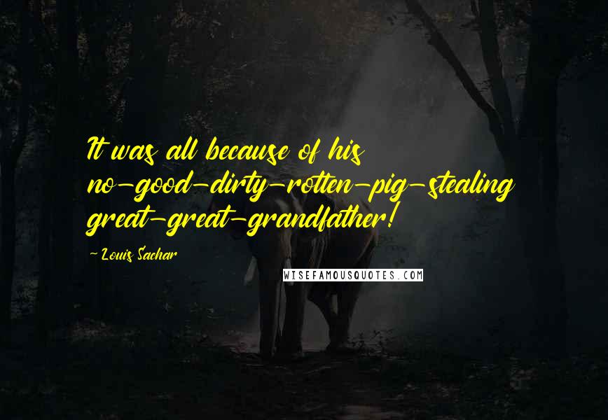 Louis Sachar Quotes: It was all because of his no-good-dirty-rotten-pig-stealing great-great-grandfather!