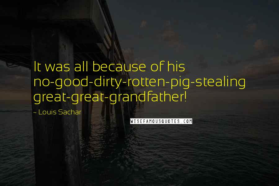 Louis Sachar Quotes: It was all because of his no-good-dirty-rotten-pig-stealing great-great-grandfather!