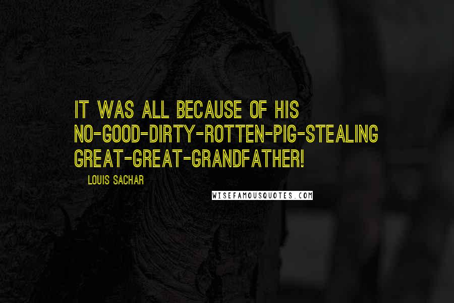 Louis Sachar Quotes: It was all because of his no-good-dirty-rotten-pig-stealing great-great-grandfather!