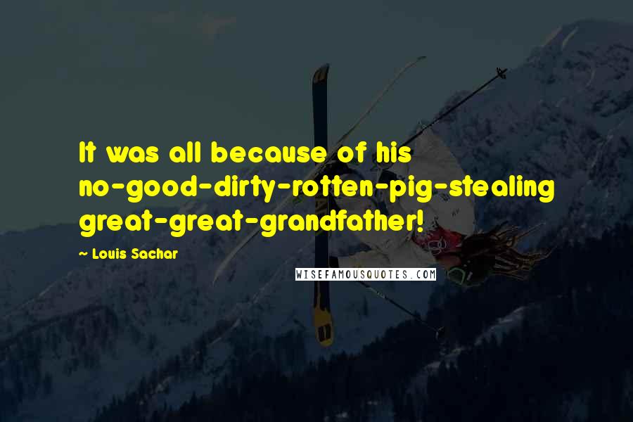 Louis Sachar Quotes: It was all because of his no-good-dirty-rotten-pig-stealing great-great-grandfather!