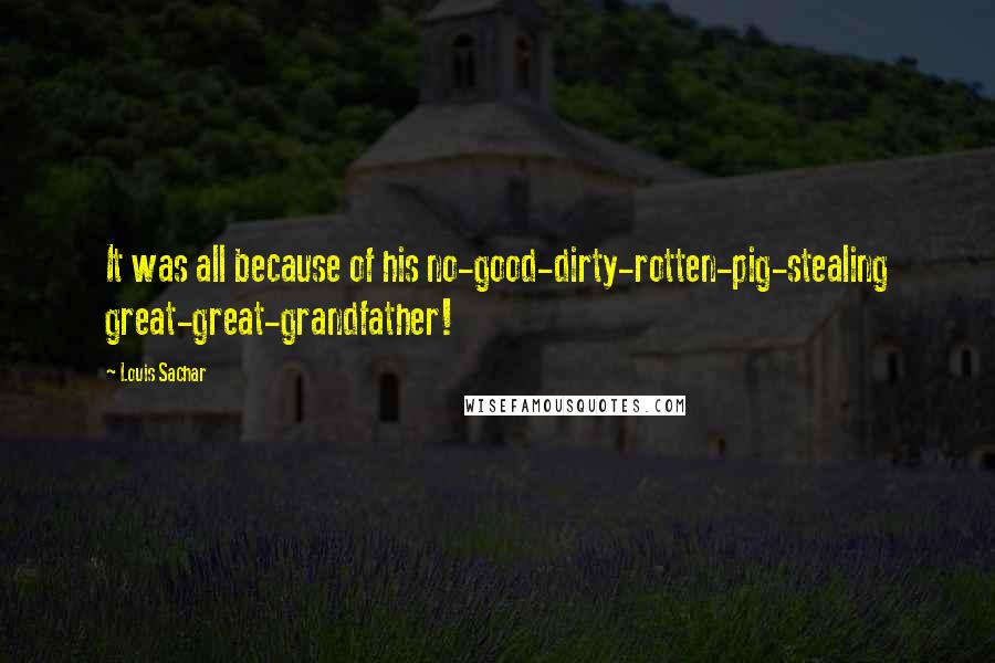 Louis Sachar Quotes: It was all because of his no-good-dirty-rotten-pig-stealing great-great-grandfather!