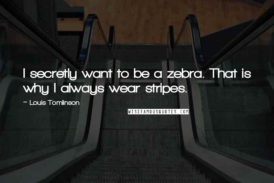 Louis Tomlinson Quotes: I secretly want to be a zebra. That is why I always wear stripes.