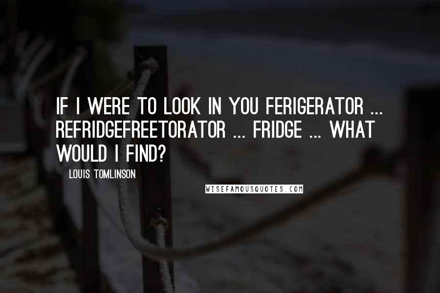 Louis Tomlinson Quotes: If I were to look in you ferigerator ... refridgefreetorator ... fridge ... what would I find?