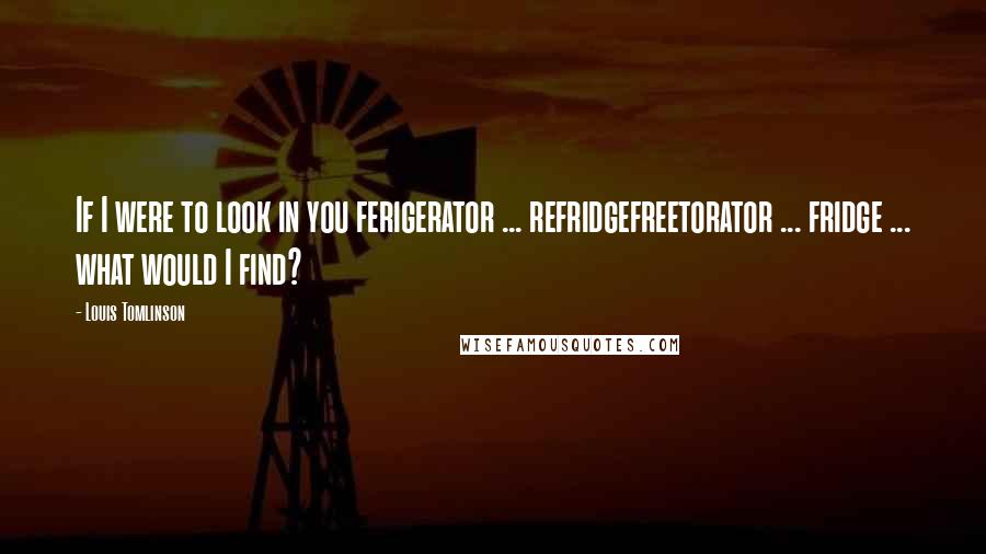 Louis Tomlinson Quotes: If I were to look in you ferigerator ... refridgefreetorator ... fridge ... what would I find?