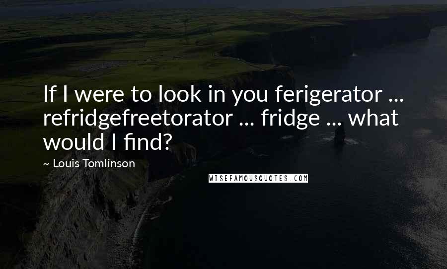 Louis Tomlinson Quotes: If I were to look in you ferigerator ... refridgefreetorator ... fridge ... what would I find?