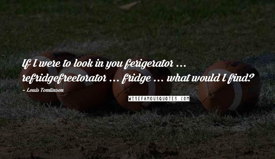 Louis Tomlinson Quotes: If I were to look in you ferigerator ... refridgefreetorator ... fridge ... what would I find?