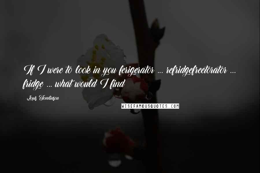 Louis Tomlinson Quotes: If I were to look in you ferigerator ... refridgefreetorator ... fridge ... what would I find?