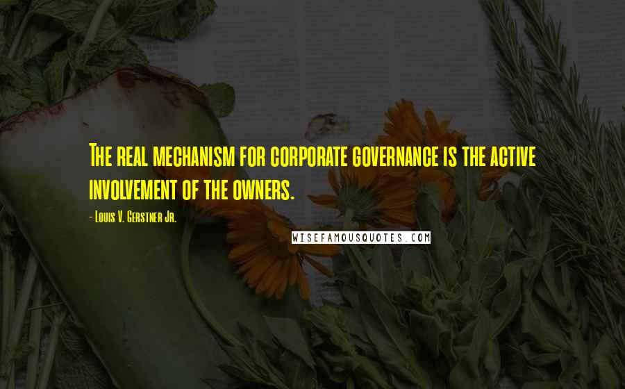 Louis V. Gerstner Jr. Quotes: The real mechanism for corporate governance is the active involvement of the owners.