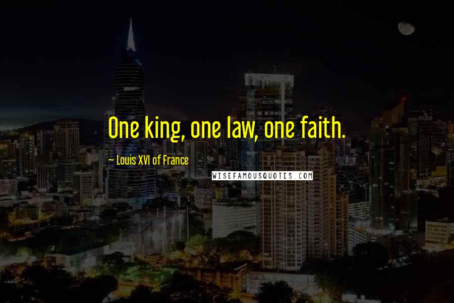 Louis XVI Of France Quotes: One king, one law, one faith.