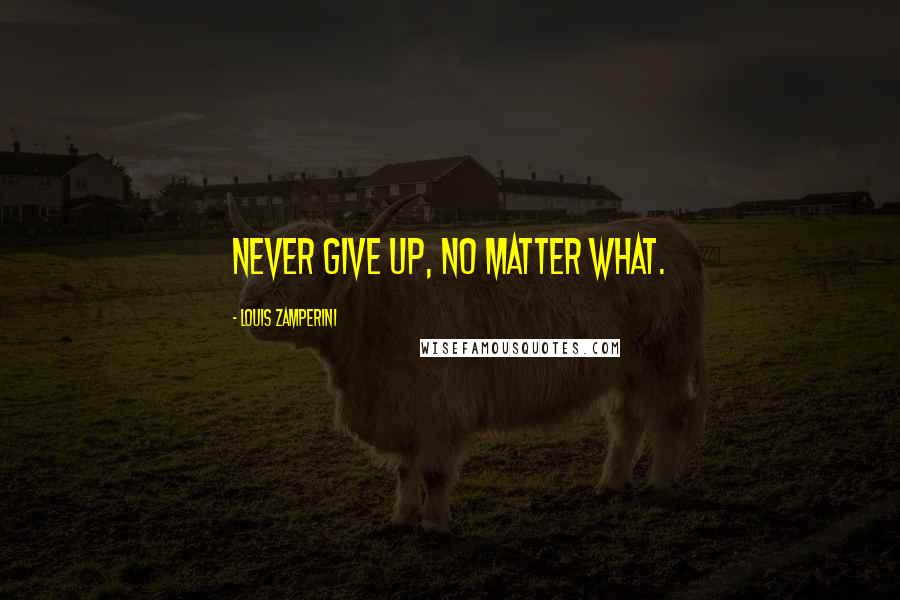 Louis Zamperini Quotes: Never give up, no matter what.