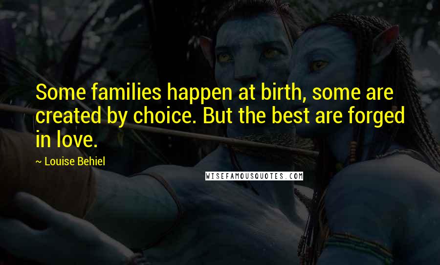 Louise Behiel Quotes: Some families happen at birth, some are created by choice. But the best are forged in love.