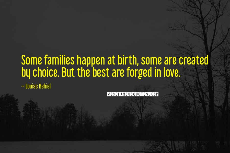 Louise Behiel Quotes: Some families happen at birth, some are created by choice. But the best are forged in love.