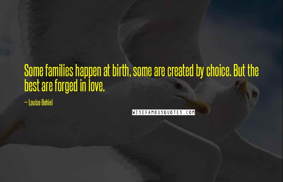 Louise Behiel Quotes: Some families happen at birth, some are created by choice. But the best are forged in love.