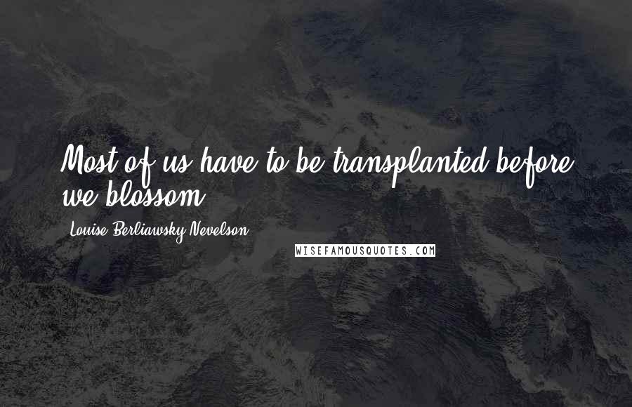 Louise Berliawsky Nevelson Quotes: Most of us have to be transplanted before we blossom.