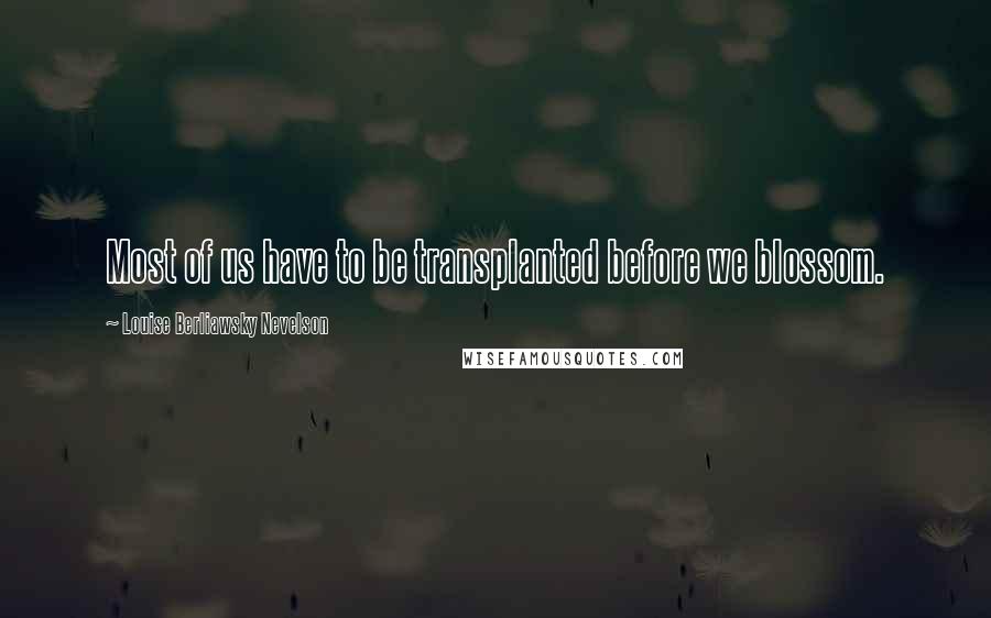 Louise Berliawsky Nevelson Quotes: Most of us have to be transplanted before we blossom.