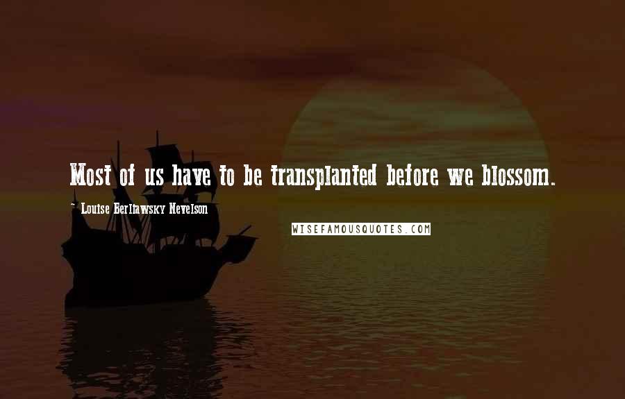 Louise Berliawsky Nevelson Quotes: Most of us have to be transplanted before we blossom.