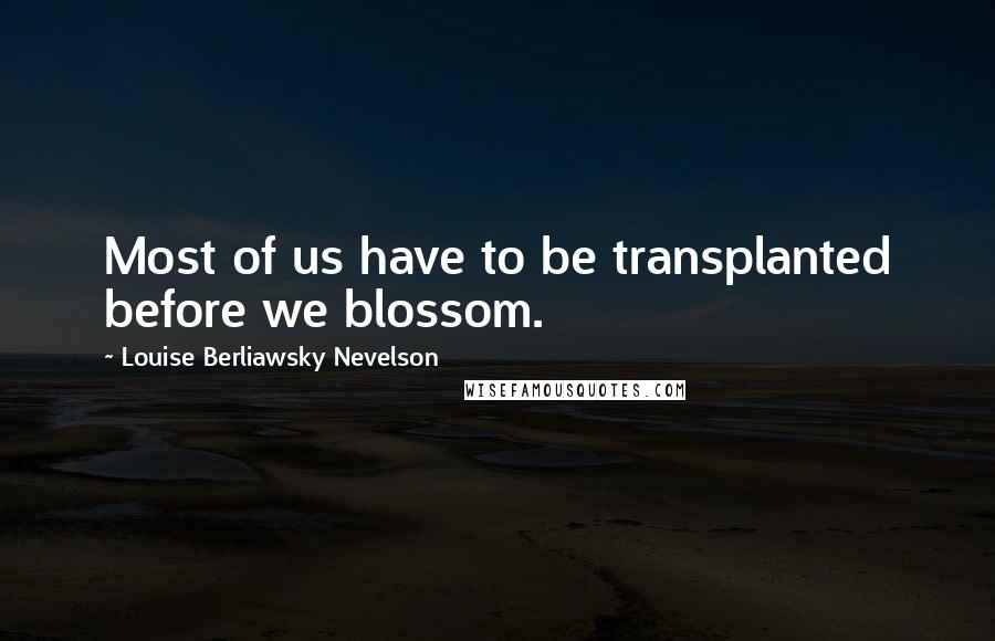 Louise Berliawsky Nevelson Quotes: Most of us have to be transplanted before we blossom.