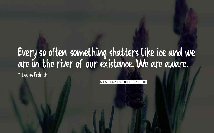 Louise Erdrich Quotes: Every so often something shatters like ice and we are in the river of our existence. We are aware.