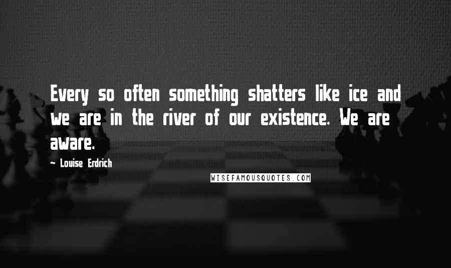 Louise Erdrich Quotes: Every so often something shatters like ice and we are in the river of our existence. We are aware.