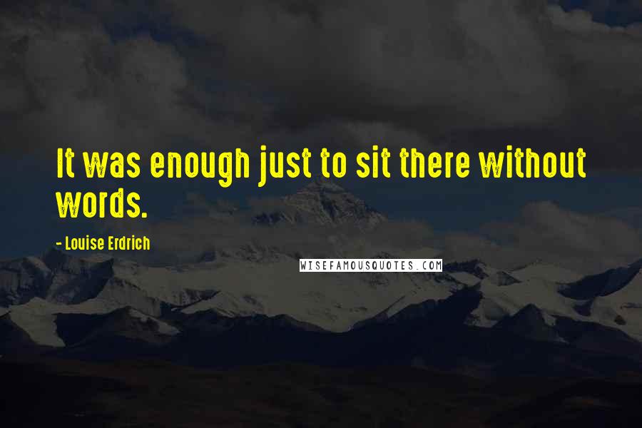 Louise Erdrich Quotes: It was enough just to sit there without words.