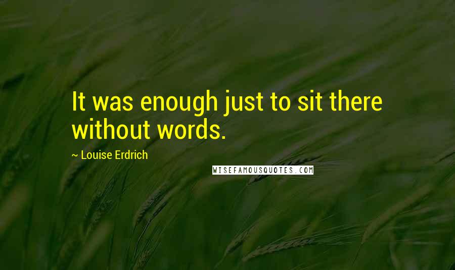 Louise Erdrich Quotes: It was enough just to sit there without words.