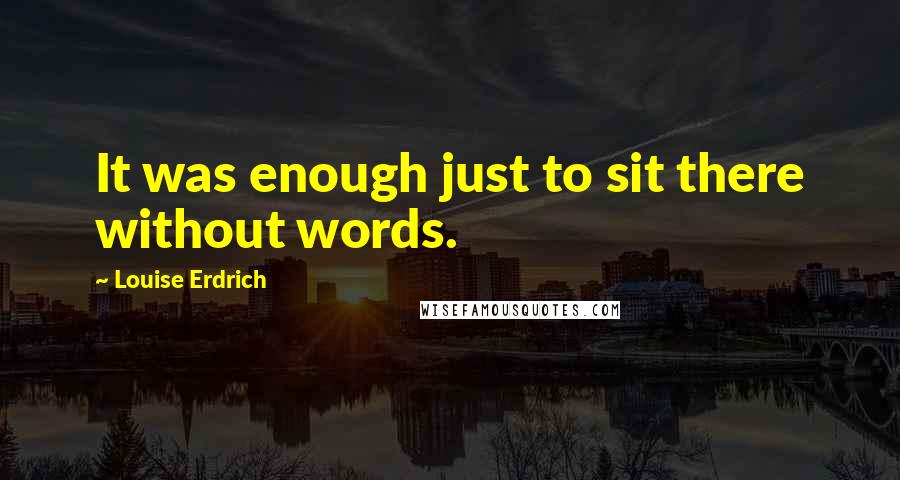 Louise Erdrich Quotes: It was enough just to sit there without words.