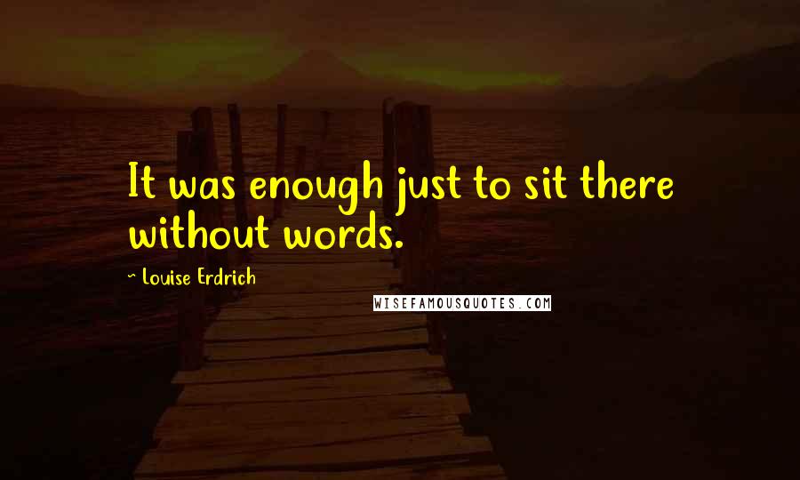 Louise Erdrich Quotes: It was enough just to sit there without words.