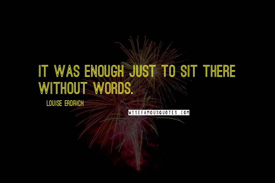 Louise Erdrich Quotes: It was enough just to sit there without words.