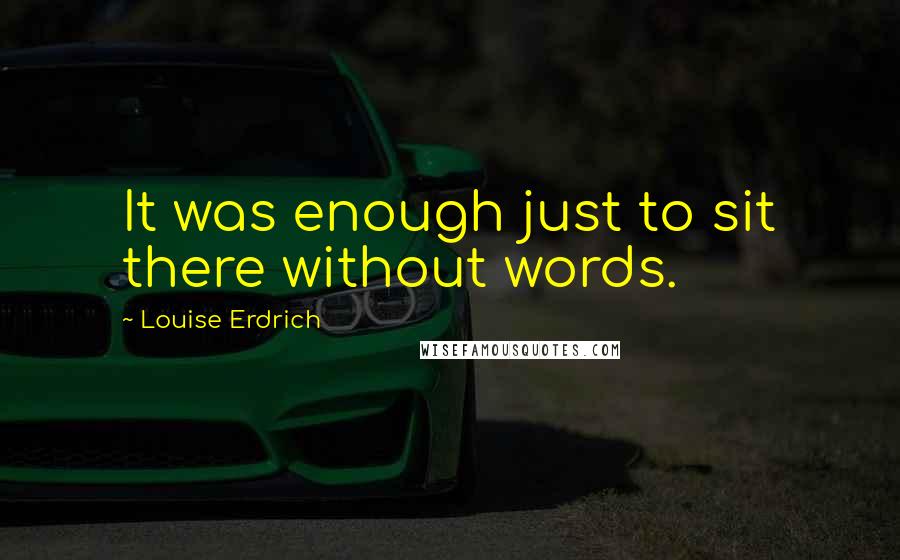 Louise Erdrich Quotes: It was enough just to sit there without words.