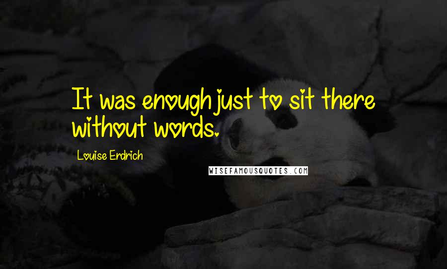 Louise Erdrich Quotes: It was enough just to sit there without words.