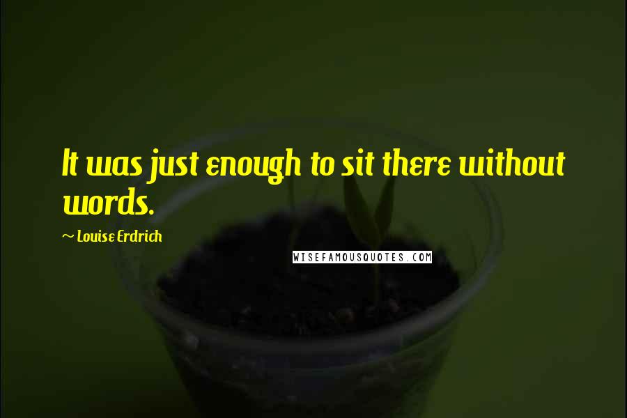 Louise Erdrich Quotes: It was just enough to sit there without words.