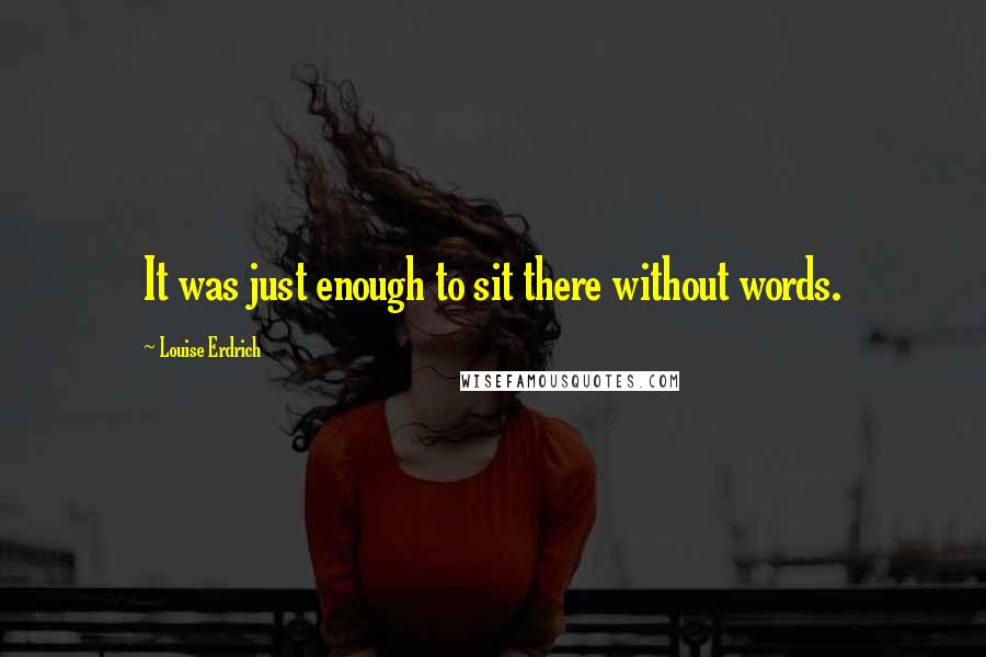 Louise Erdrich Quotes: It was just enough to sit there without words.