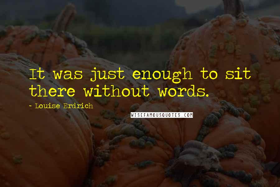 Louise Erdrich Quotes: It was just enough to sit there without words.