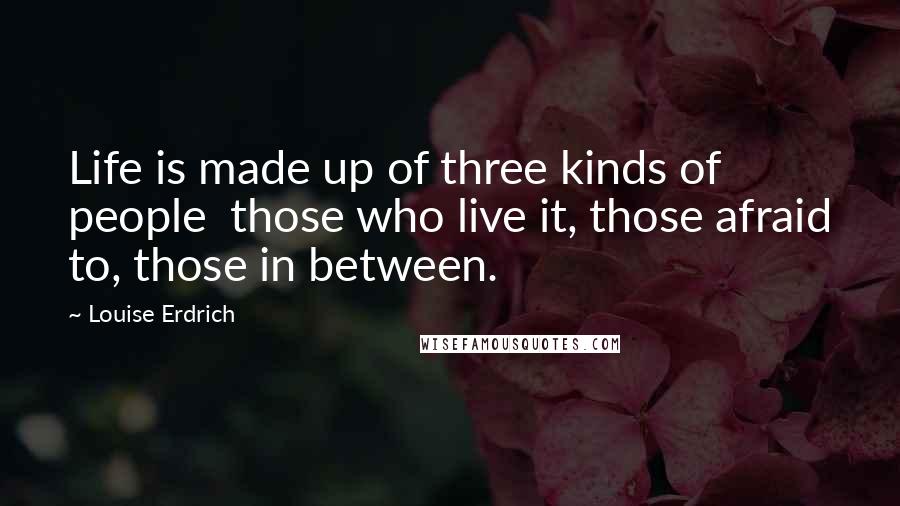 Louise Erdrich Quotes: Life is made up of three kinds of people  those who live it, those afraid to, those in between.