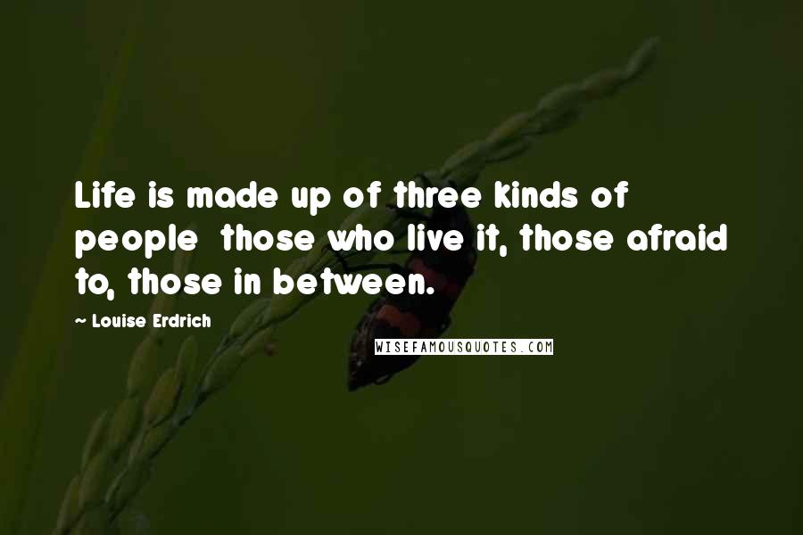 Louise Erdrich Quotes: Life is made up of three kinds of people  those who live it, those afraid to, those in between.